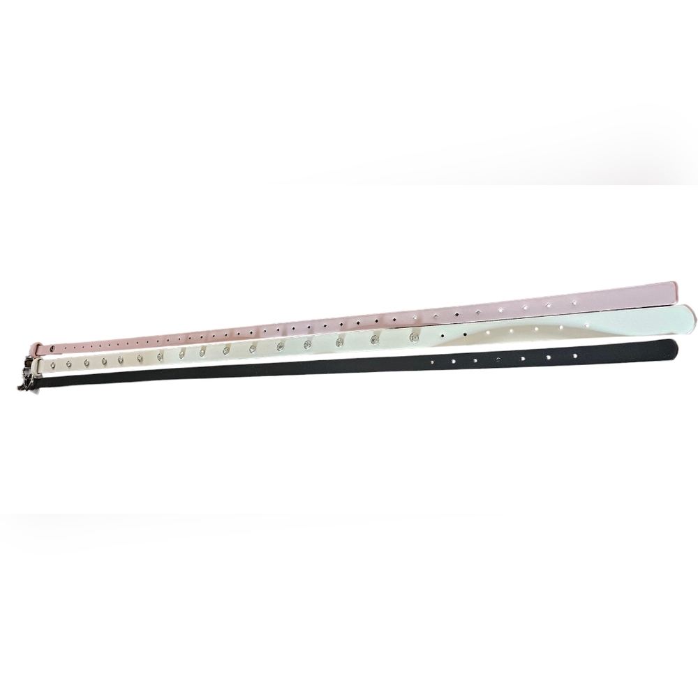 Madden Girl Trio Belt Set - NEW Black, White, Pink - All Vegan - Picture 4 of 7